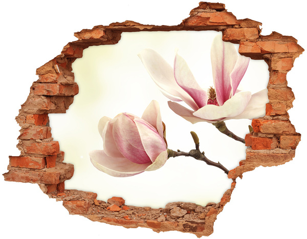 Hole in the wall decal Magnolia flower in concrete