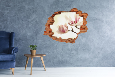 Hole in the wall decal Magnolia flower in concrete