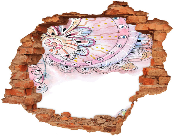 3D wall hole wallpaper Colorful pattern on a concrete background