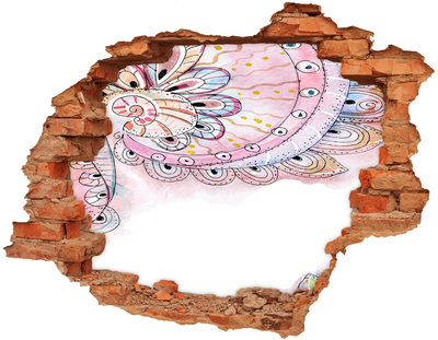 3D wall hole wallpaper Colorful pattern on a concrete background