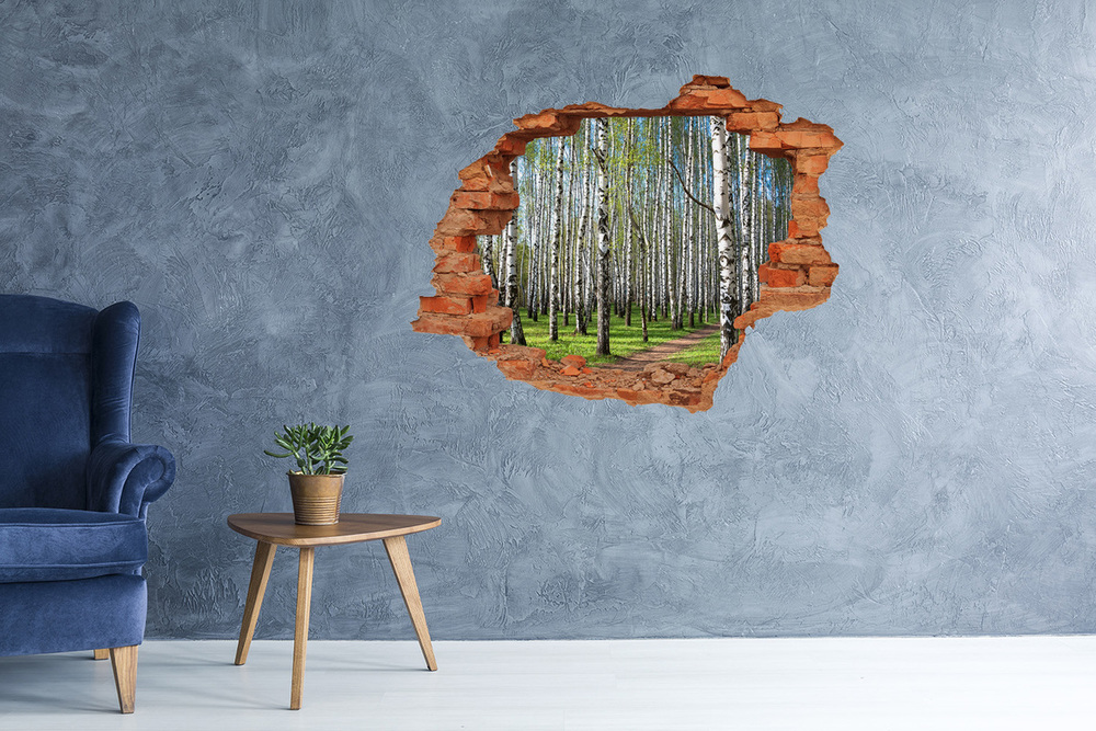 Hole in the wall sticker Birch forest