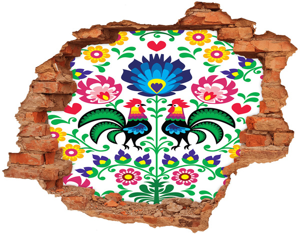 Hole in the wall decal Floral folklore with chanterelles