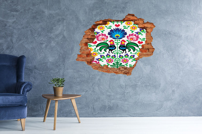 Hole in the wall decal Floral folklore with chanterelles