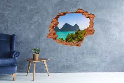 Hole wall sticker View of a tropical island