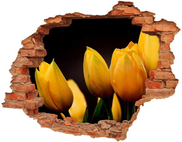 3D wall hole Yellow tulips