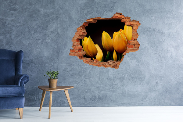 3D wall hole Yellow tulips