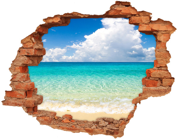 3D wall hole Caribbean Beach Through a Hole in the Wall