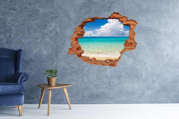 3D wall hole Caribbean Beach Through a Hole in the Wall