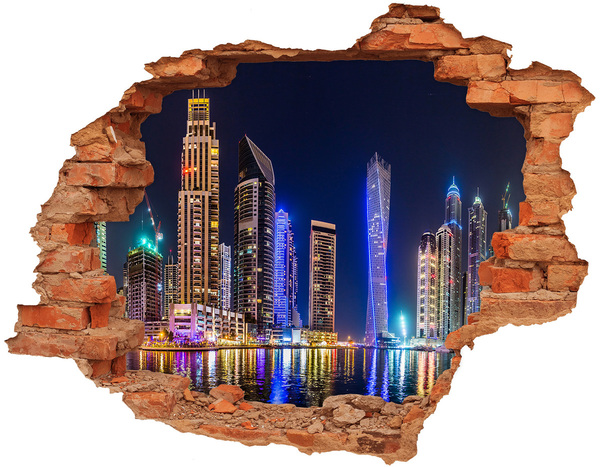 Hole wall sticker Dubai at night