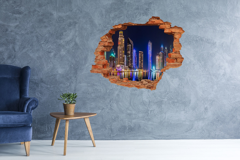 Hole wall sticker Dubai at night