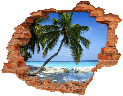 Hole wall sticker Tropical oasis with palm trees