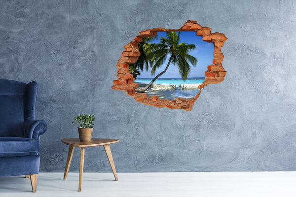 Hole wall sticker Tropical oasis with palm trees