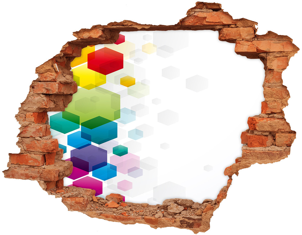 Hole wall sticker Colorful cubes