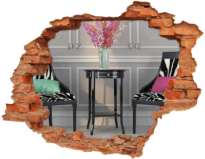 Hole wall sticker A golden table in an elegant interior
