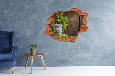 Hole in the wall decal Herbs in a mortar