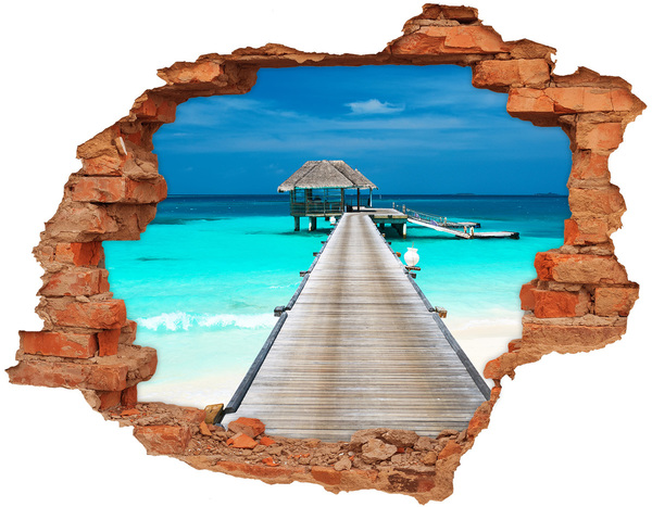 Hole in the wall sticker Tropical pier over turquoise water