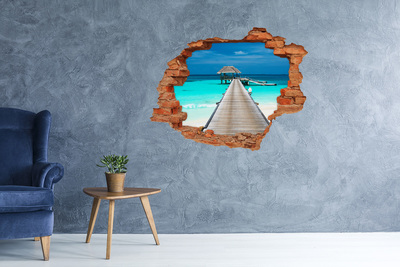 Hole in the wall sticker Tropical pier over turquoise water