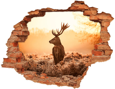 Hole in the wall sticker Deer sunrise