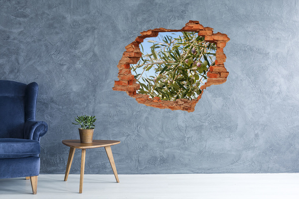 3D wall hole wallpaper Olive tree in the sunlight