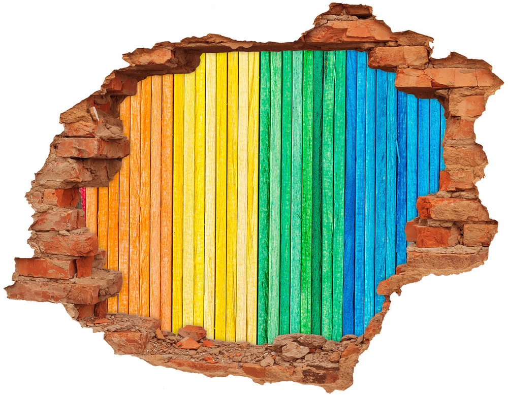 Hole in the wall sticker Colorful stripes