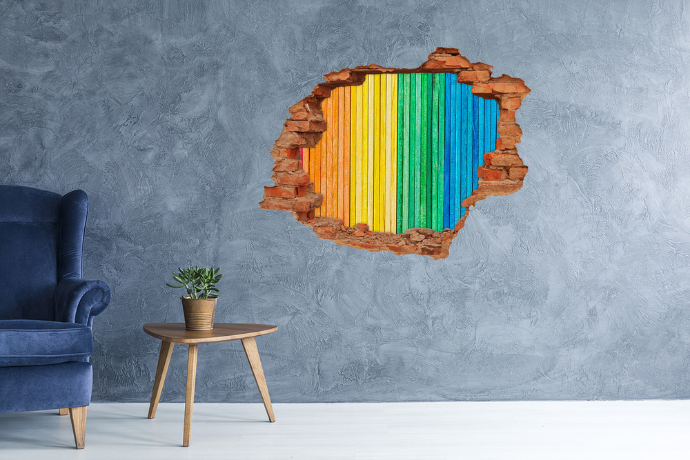 Hole in the wall sticker Colorful stripes