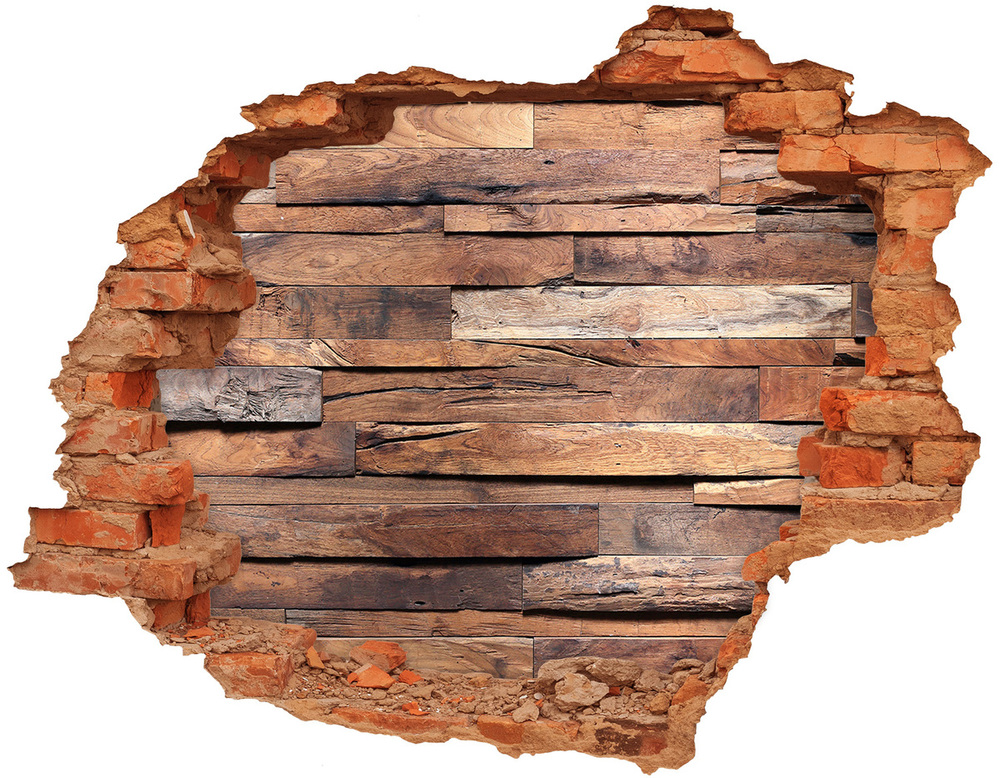 Hole in the wall decal Wooden wall