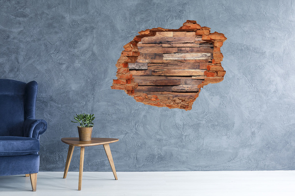 Hole in the wall decal Wooden wall in a hole
