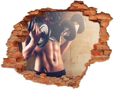 Hole wall sticker Gym in action