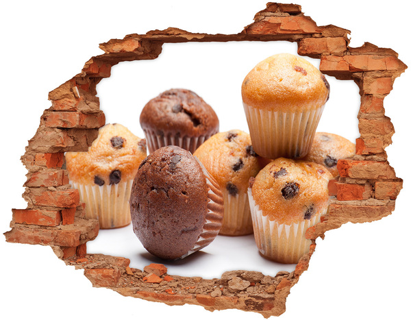 Hole in the wall sticker Sweet pastries from behind the wall