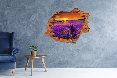 Hole wall sticker Lavender field at sunset