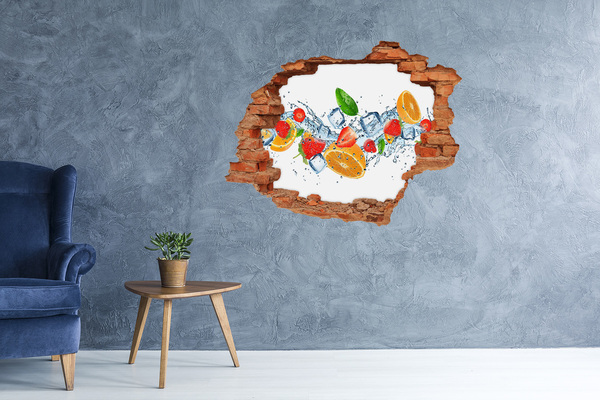 Hole wall sticker Fruit cocktail in a water explosion
