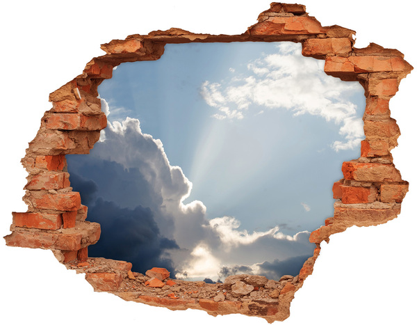 3D wall hole Sky with sun rays