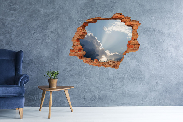 3D wall hole Clouds in the sky