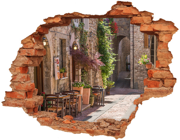 3D wall hole wallpaper A charming street in the town