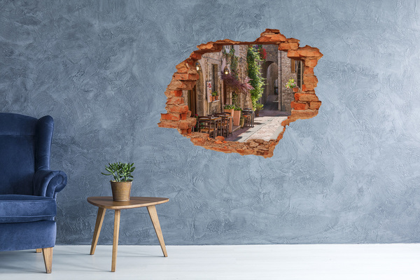 3D wall hole wallpaper A charming street in the town