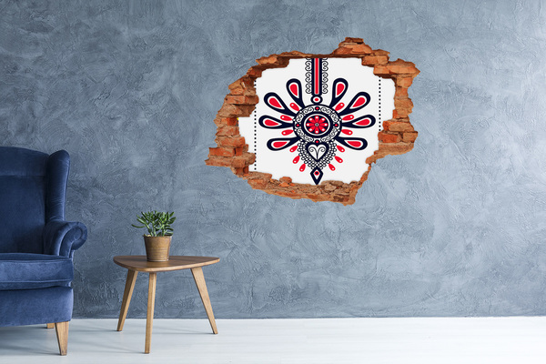Hole in the wall sticker Colorful ethnic pattern in a hole in the wall