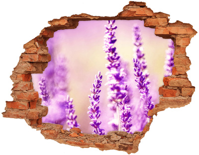 Hole in the wall decal Lavender flowers in a broken wall