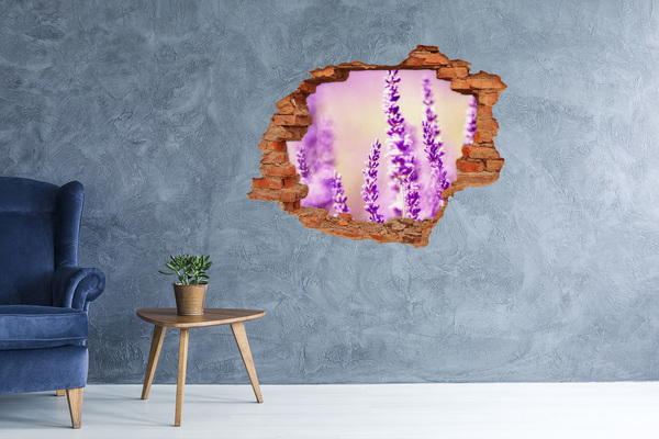Hole in the wall decal Lavender flowers in a broken wall