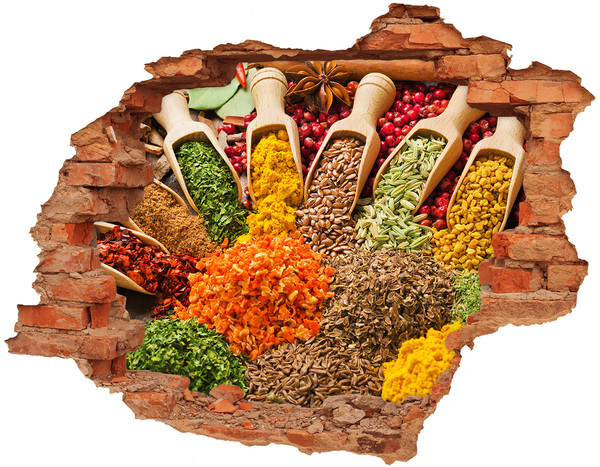 Hole wall sticker Colorful Spices in the Market Square