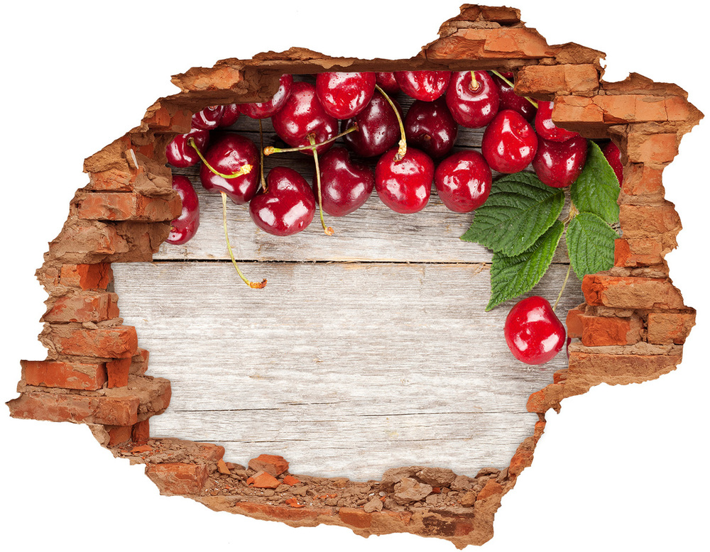 Hole in the wall sticker Cherries on wood