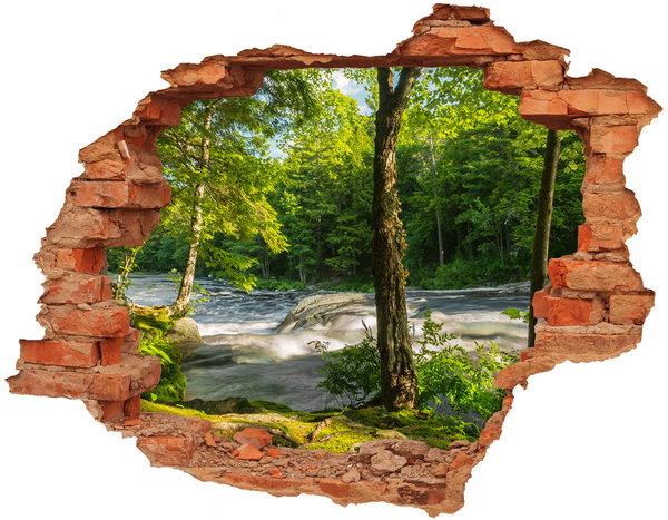 Hole in the wall sticker Green forest by the river