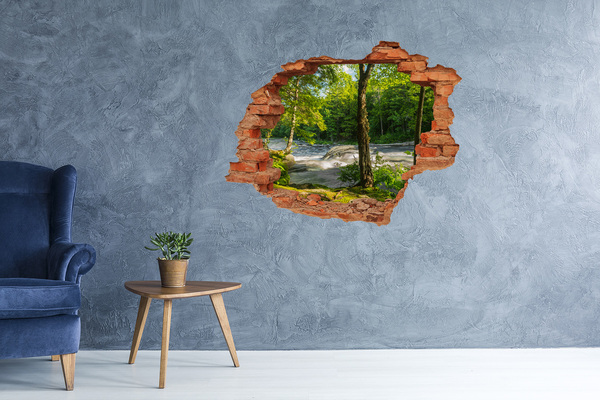 Hole in the wall sticker Green forest by the river