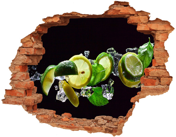 3D wall hole wallpaper Refreshing lemon cocktail