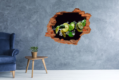 3D wall hole wallpaper Refreshing lemon cocktail