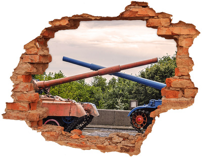 Hole in the wall sticker Tank battle in the ruins