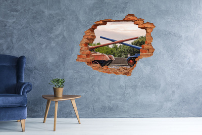 Hole in the wall sticker Tank battle in the ruins