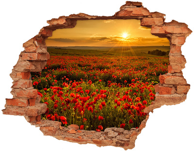 Hole in the wall decal Floral landscape at sunset