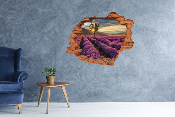 Hole in the wall decal Lavender fields at sunset