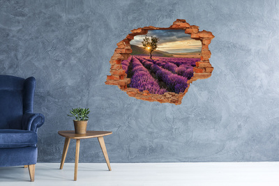 Hole in the wall decal Lavender fields at sunset