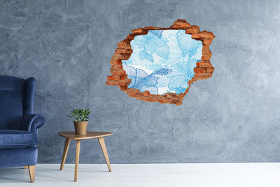3D wall hole wallpaper The underwater world in blue